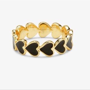 PURA VIDA size 10 Love Hearts Band Ring Black Gold NEW